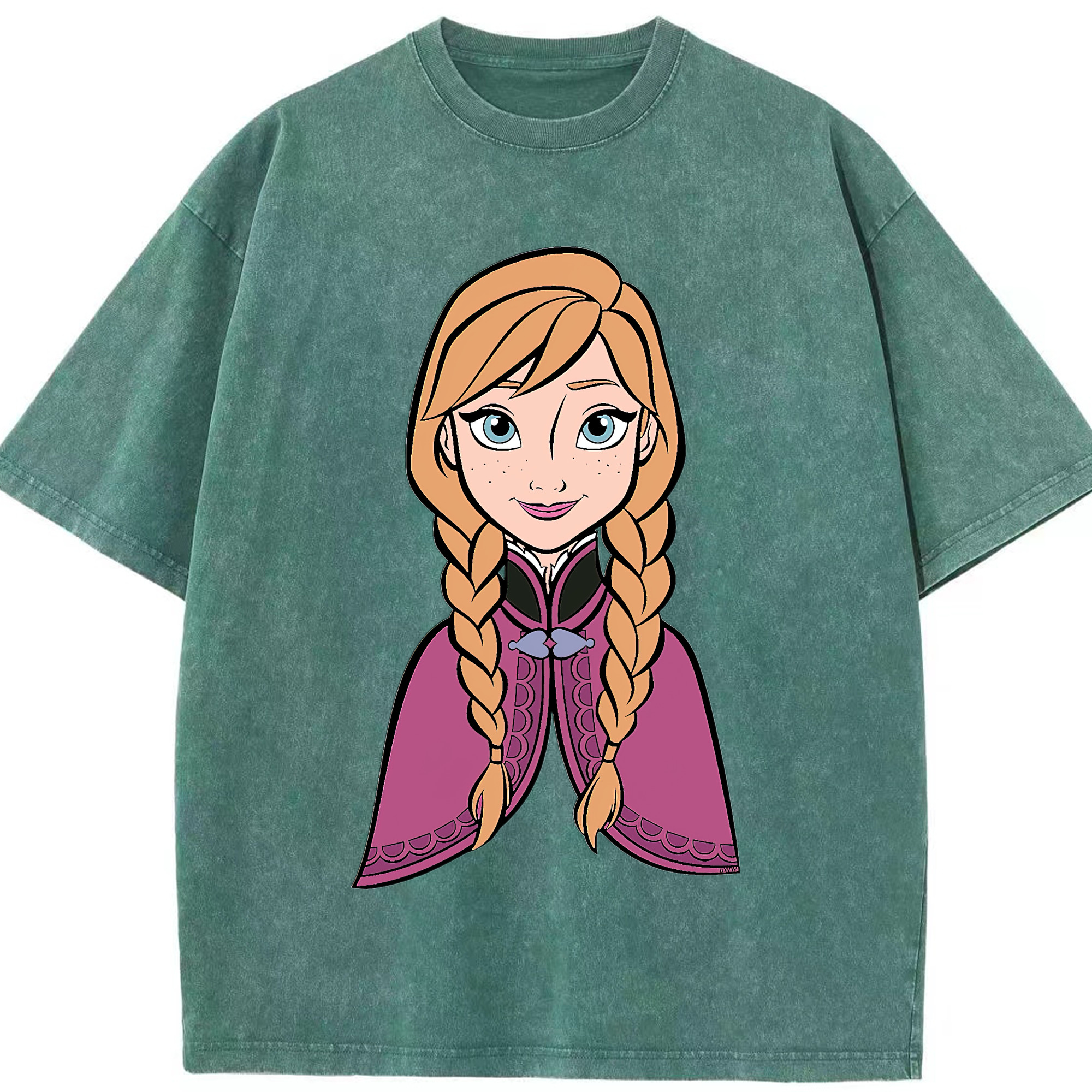 （画像用） アナと雪の女王 アンナ エルサ Frozen Anna Elsa 綿100% ヴィンテージ風 半袖Tシャツ（フロントプリント）